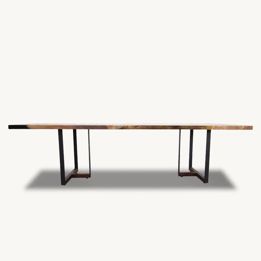 Tuco Saman Slab Epoxy Dining Table - Epoxy and Wood, Coated Steel Legs - Holzsch