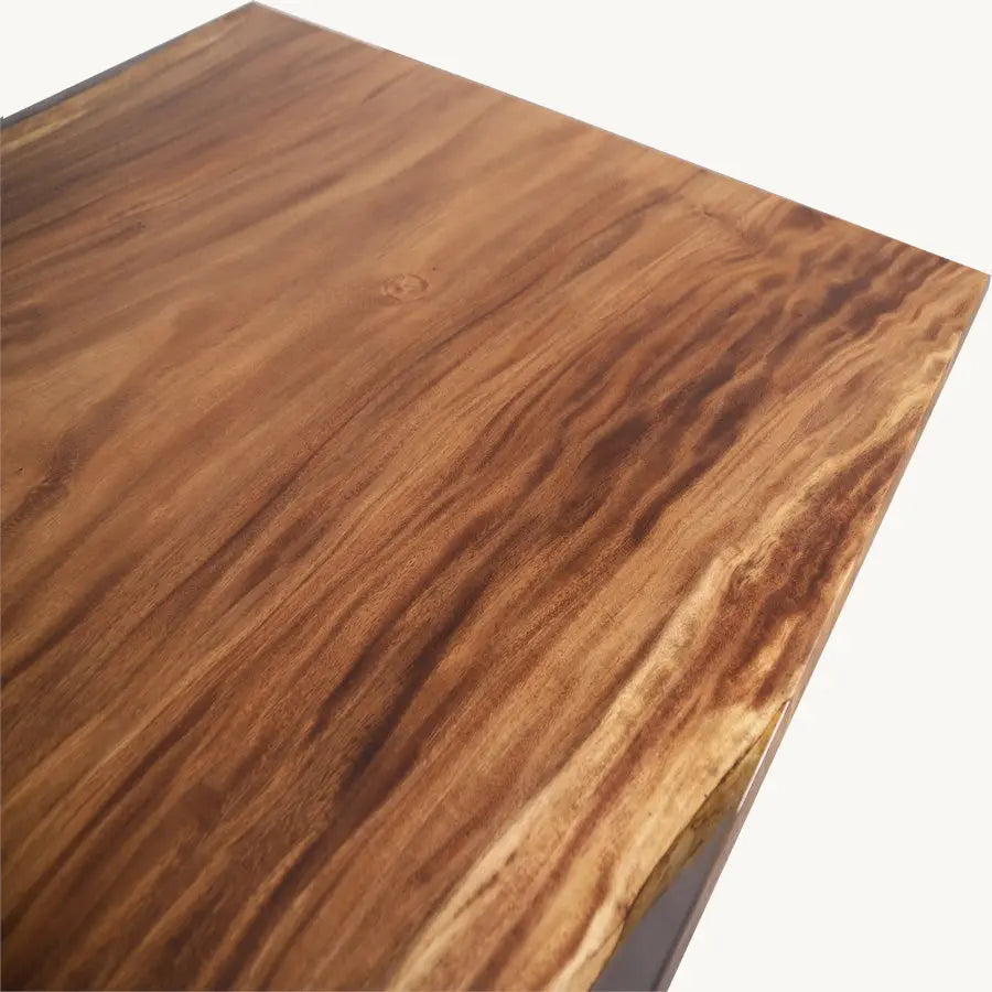 Tuco Saman Slab Epoxy Dining Table - Epoxy and Wood, Coated Steel Legs - Holzsch