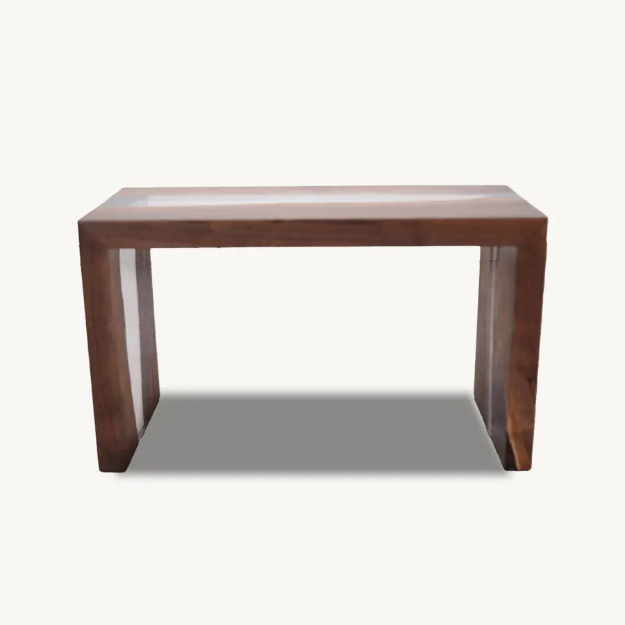 Walnut Epoxy Bench - Side Table, Waterfall Legs, Transparent Epoxy - Holzsch