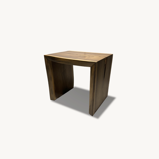 Walnut Live Edge Stool - Artisan Crafted Wooden Bench - Holzsch