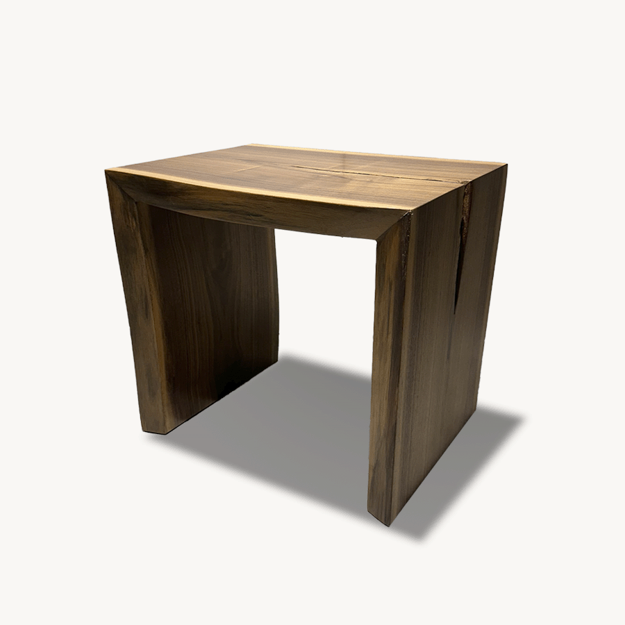 Walnut Live Edge Stool - Artisan Crafted Wooden Bench Holzsch Furniture