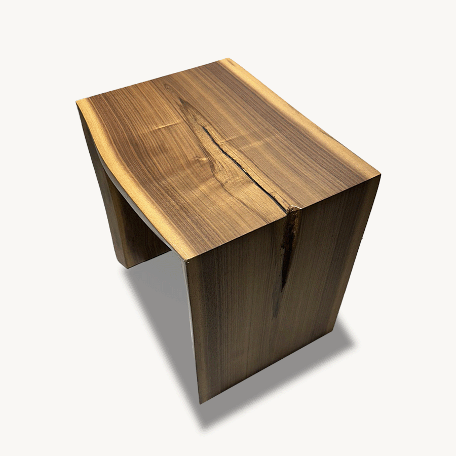 Walnut Live Edge Stool - Artisan Crafted Wooden Bench Holzsch Furniture