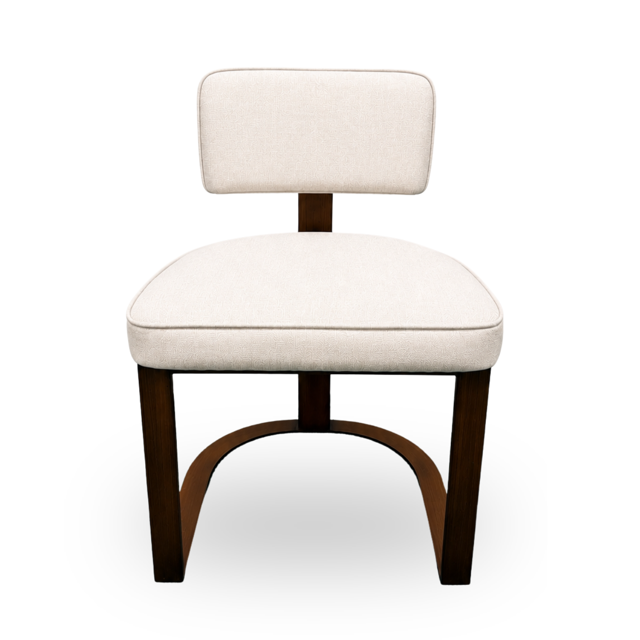 Modern Dining Chair White Cream Fabric Upholstery and Steel Frame. Holzcsh 
