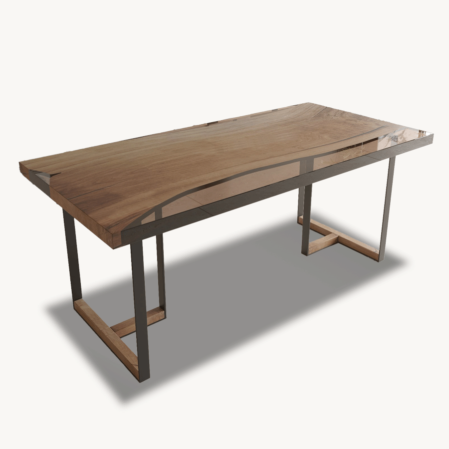 White Oak Tuco Epoxy Dining Table for 6 Persons - Custom, 36'' x 73''