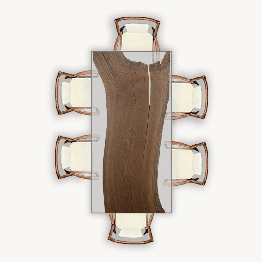 White Oak Tuco Epoxy Dining Table for 6 Persons - Custom, 36'' x 73'' - Holzsch