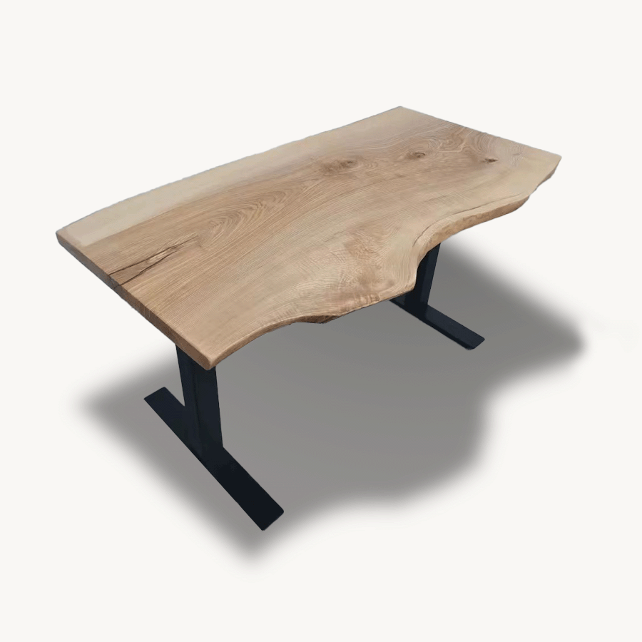 Live Edge Ash Sit-Stand Desk with Height Control - Ergonomic Office Desk Holzsch Furniture