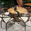 Marcel Poplar Burl Dining Table with Transparent Grey Epoxy( Round) Ø48'' Holzsch Furniture