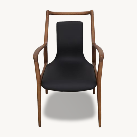 Set of 6 Mathis Leather Dining Chairs - Custom Brown & Black - Holzsch