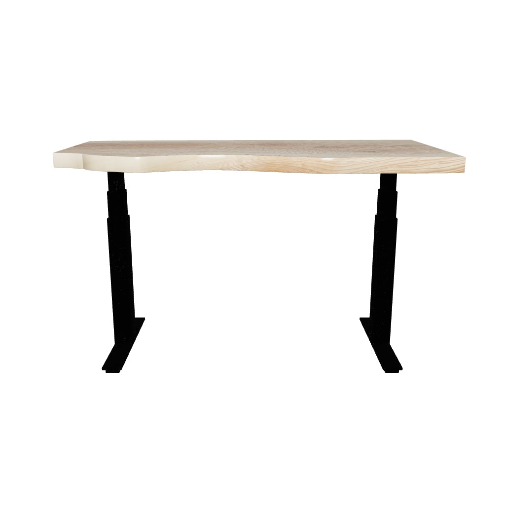 Live Edge Ash Sit-Stand Desk with Height Control - Ergonomic Office Desk