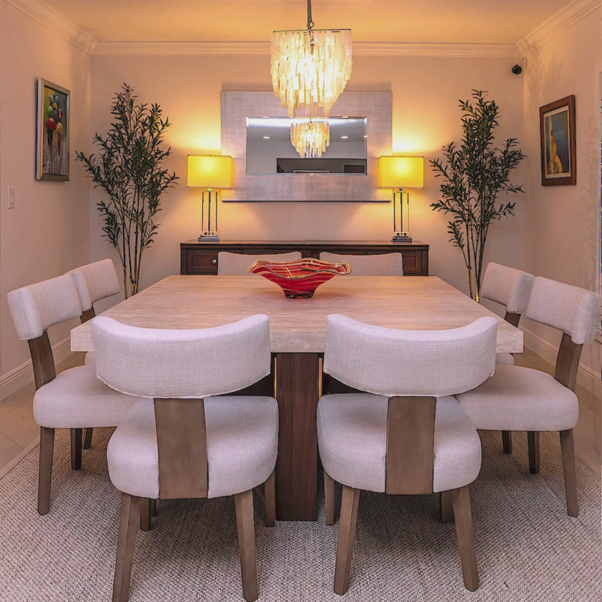 Quadrina Square Dining Table - Genuine Travertine