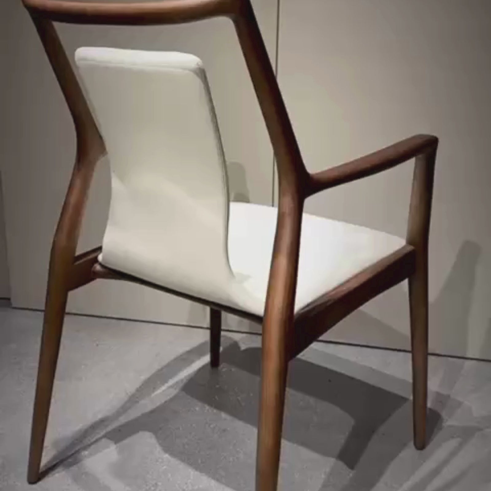 Set of 6 Mathis Genuine Leather Dining Chairs - Walnut & White Cream