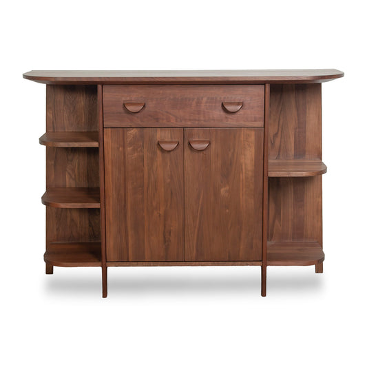 Monaco Sideboard – Solid Black Walnut Cabinet with Open Shelves