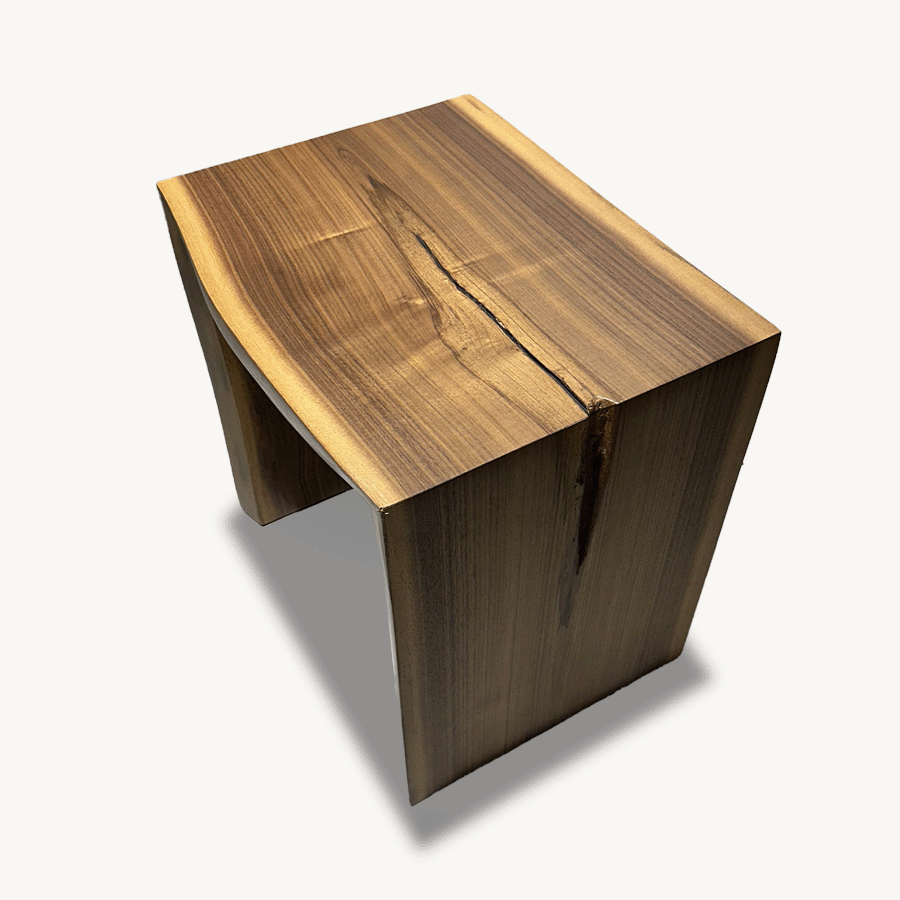 Walnut Live Edge Stool - Artisan Crafted Wooden Bench Holzsch Furniture